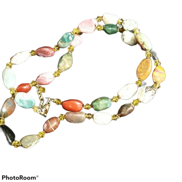 Natural Multi-Colored Stone Beaded Necklace - Picture 13 of 13